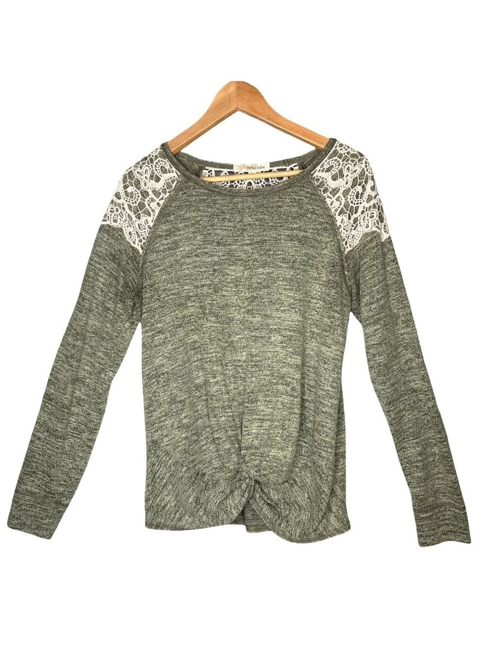 Rewind Sage Lace Knit Top Sweater Large